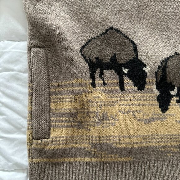 PENDLETON TAN BUFFALO WESTERN AUTHENTIC WOOL MEN'S SWEATER XXL 2XL - RARE!!! - Picture 4 of 9